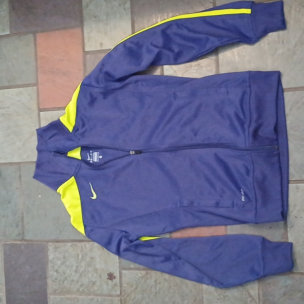 EUC Nike Dri Fit Royal Blue Jacket with Neon Green Accents Zipper Sweatshirt